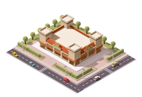 Vector isometric indoor market Stock Illustration