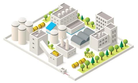 Vector isometric industrial district Stock Illustration