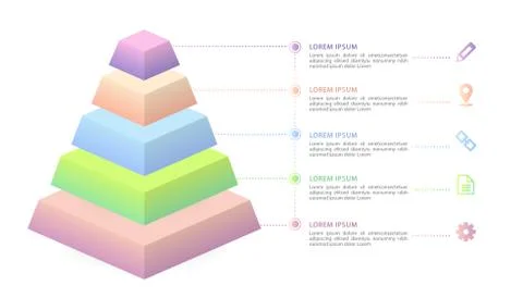 Vector isometric infographic design UI template colorful gradient 5 step labe Stock Illustration