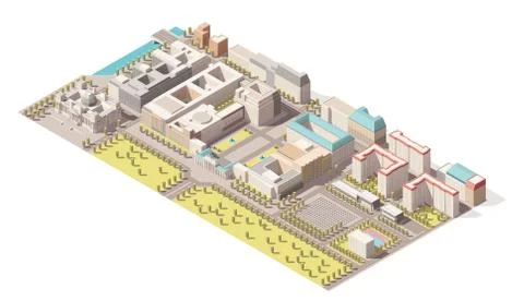 Vector Isometric infographic element representing low poly map of Berlin Stock Illustration
