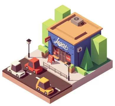 Vector isometric jeans clothes store Stock Illustration