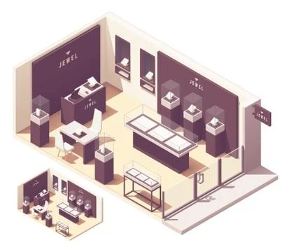 Vector isometric jewelry store Stock Illustration