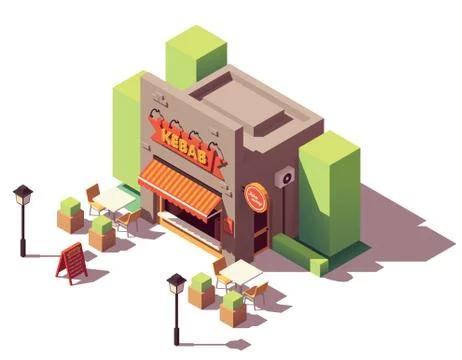 Vector isometric kebab shop Stock Illustration