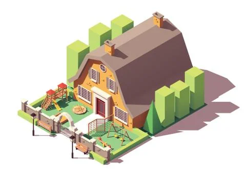 Vector isometric kindergarten Stock Illustration