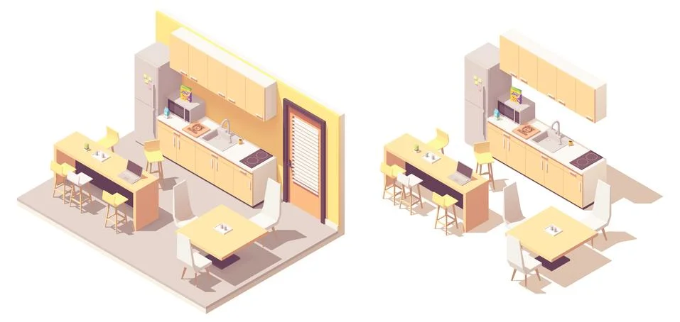 Vector Isometric kitchen Stock Illustration