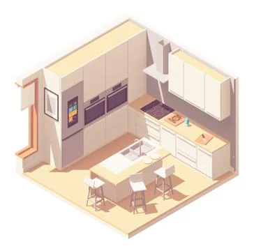 Vector isometric kitchen interior Stock Illustration