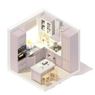 Vector isometric kitchen interior Stock Illustration