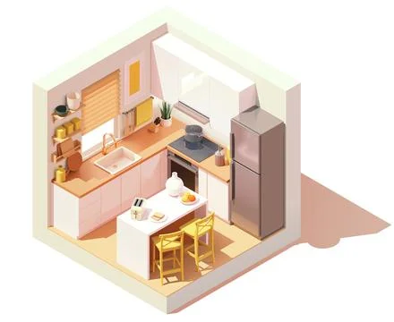 Vector isometric kitchen room Stock Illustration