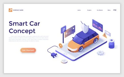 Vector Isometric Landing Page Template Stock Illustration