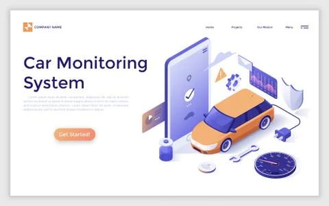 Vector Isometric Landing Page Template Stock Illustration