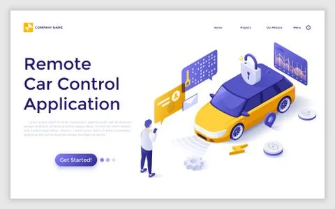 Vector Isometric Landing Page Template Illustrazione stock