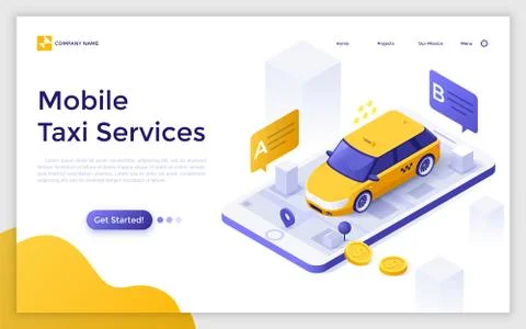 Vector Isometric Landing Page Template Illustrazione stock