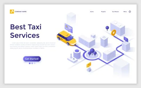 Vector Isometric Landing Page Template Stock Illustration