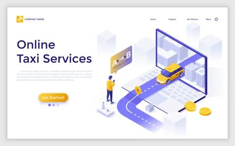 Vector Isometric Landing Page Template Illustrazione stock