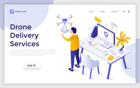 Vector Isometric Landing Page Template Stock Illustration