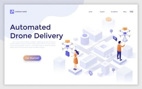 Vector Isometric Landing Page Template Stock Illustration