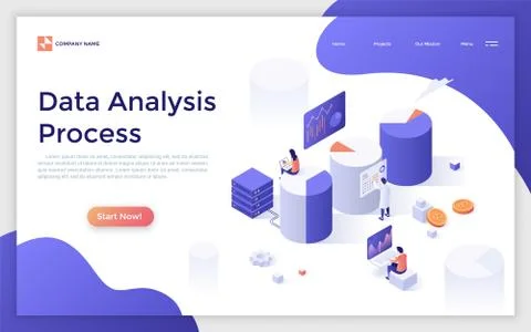 Vector Isometric Landing Page Template Stock Illustration