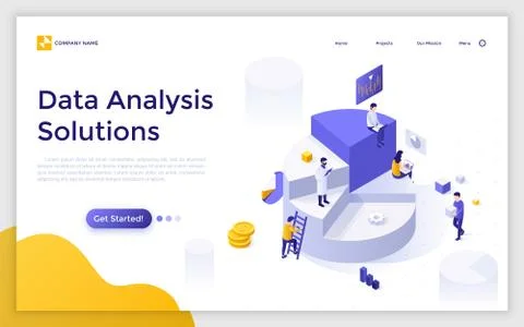 Vector Isometric Landing Page Template Illustrazione stock