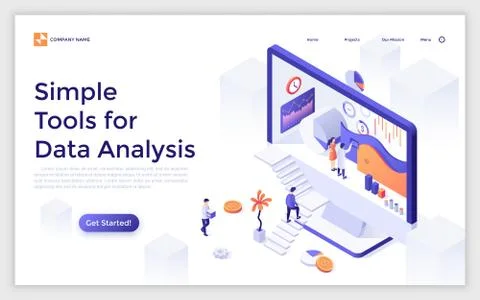 Vector Isometric Landing Page Template Stock Illustration