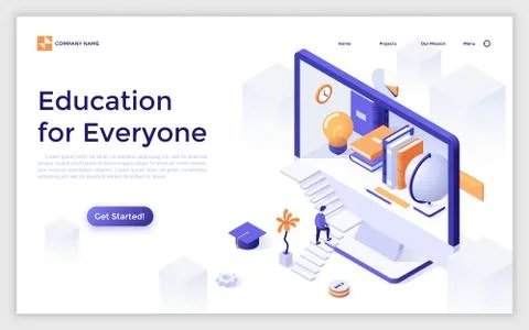 Vector Isometric Landing Page Template Stock Illustration