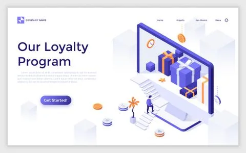 Vector Isometric Landing Page Template Stock Illustration