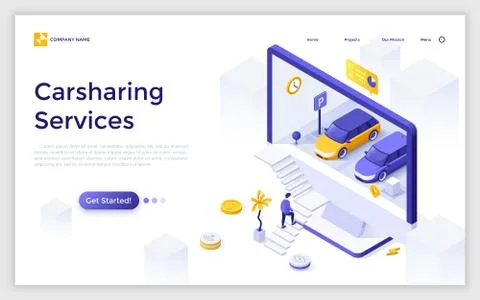 Vector Isometric Landing Page Template Stock Illustration