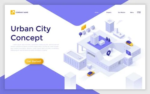 Vector Isometric Landing Page Template Stock Illustration