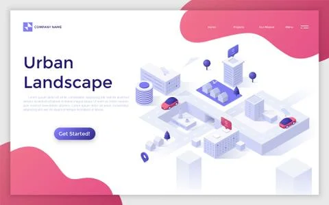 Vector Isometric Landing Page Template Stock Illustration