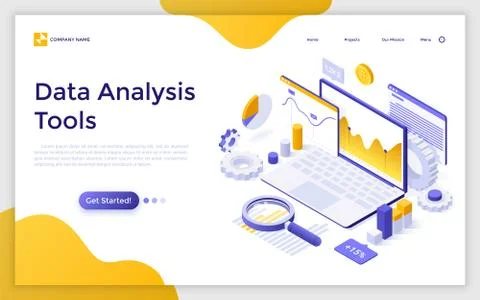 Vector Isometric Landing Page Template Stock Illustration
