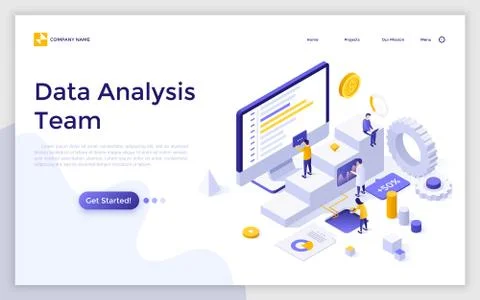 Vector Isometric Landing Page Template Stock Illustration