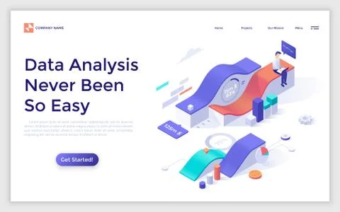 Vector Isometric Landing Page Template Stock Illustration
