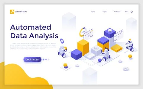 Vector Isometric Landing Page Template Stock Illustration