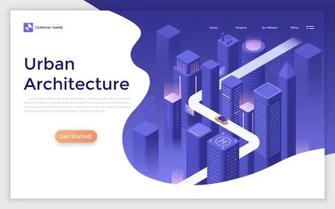 Vector Isometric Landing Page Template Stock Illustration