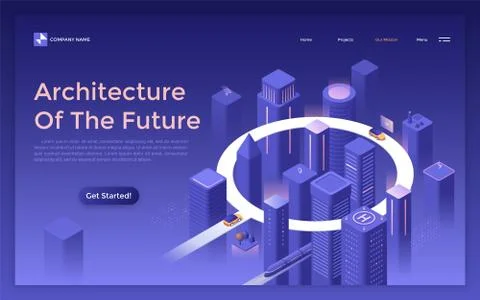 Vector Isometric Landing Page Template Stock Illustration