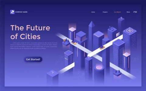 Vector Isometric Landing Page Template Stock Illustration
