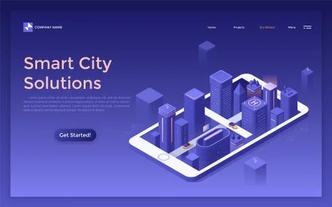 Vector Isometric Landing Page Template Stock Illustration