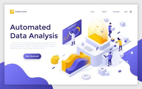 Vector Isometric Landing Page Template Stock Illustration