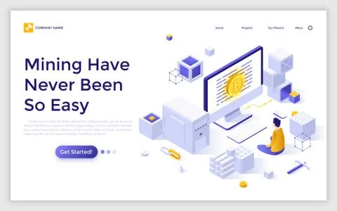 Vector Isometric Landing Page Template Illustrazione stock