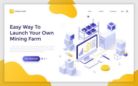 Vector Isometric Landing Page Template Stock Illustration