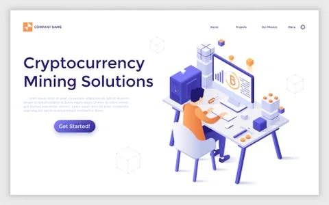 Vector Isometric Landing Page Template Illustrazione stock