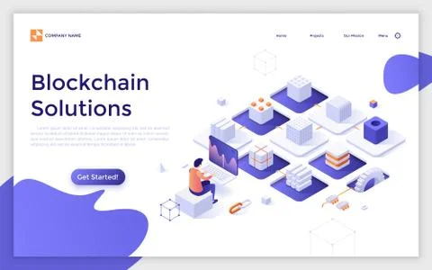 Vector Isometric Landing Page Template Stock Illustration