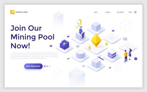 Vector Isometric Landing Page Template Stock Illustration