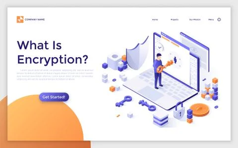 Vector Isometric Landing Page Template Stock Illustration