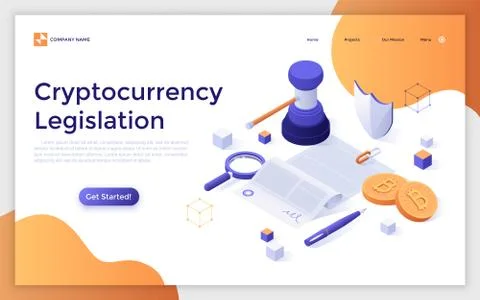 Vector Isometric Landing Page Template Illustrazione stock
