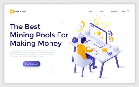 Vector Isometric Landing Page Template Stock Illustration