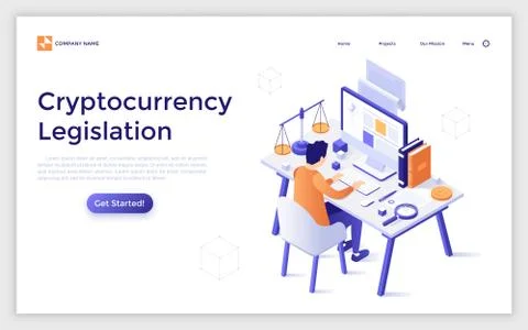 Vector Isometric Landing Page Template Stock Illustration