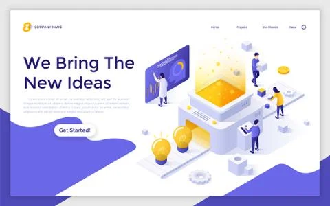 Vector Isometric Landing Page Template Stock Illustration