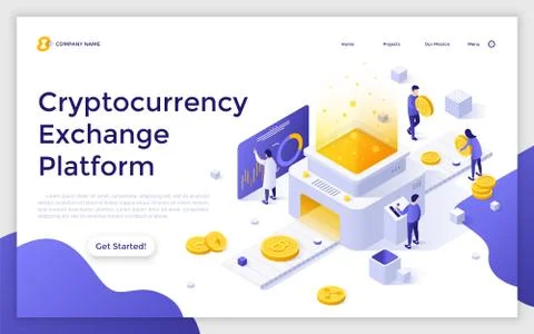 Vector Isometric Landing Page Template Stock Illustration