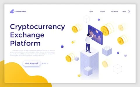 Vector Isometric Landing Page Template Illustrazione stock