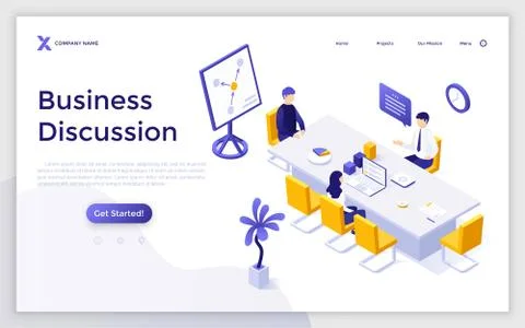 Vector Isometric Landing Page Template Stock Illustration